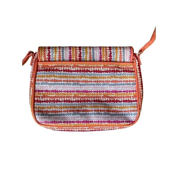 VERA Bradley Purse PINK CONFETTI STRIPE Flap Crossbody Vinyl Shoulder Ba… - Picture 3 of 12